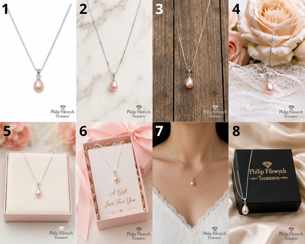 NC-11--Natural Pink Freshwater Pearl Pendant Necklace – 18" Silver Tone Box Chain