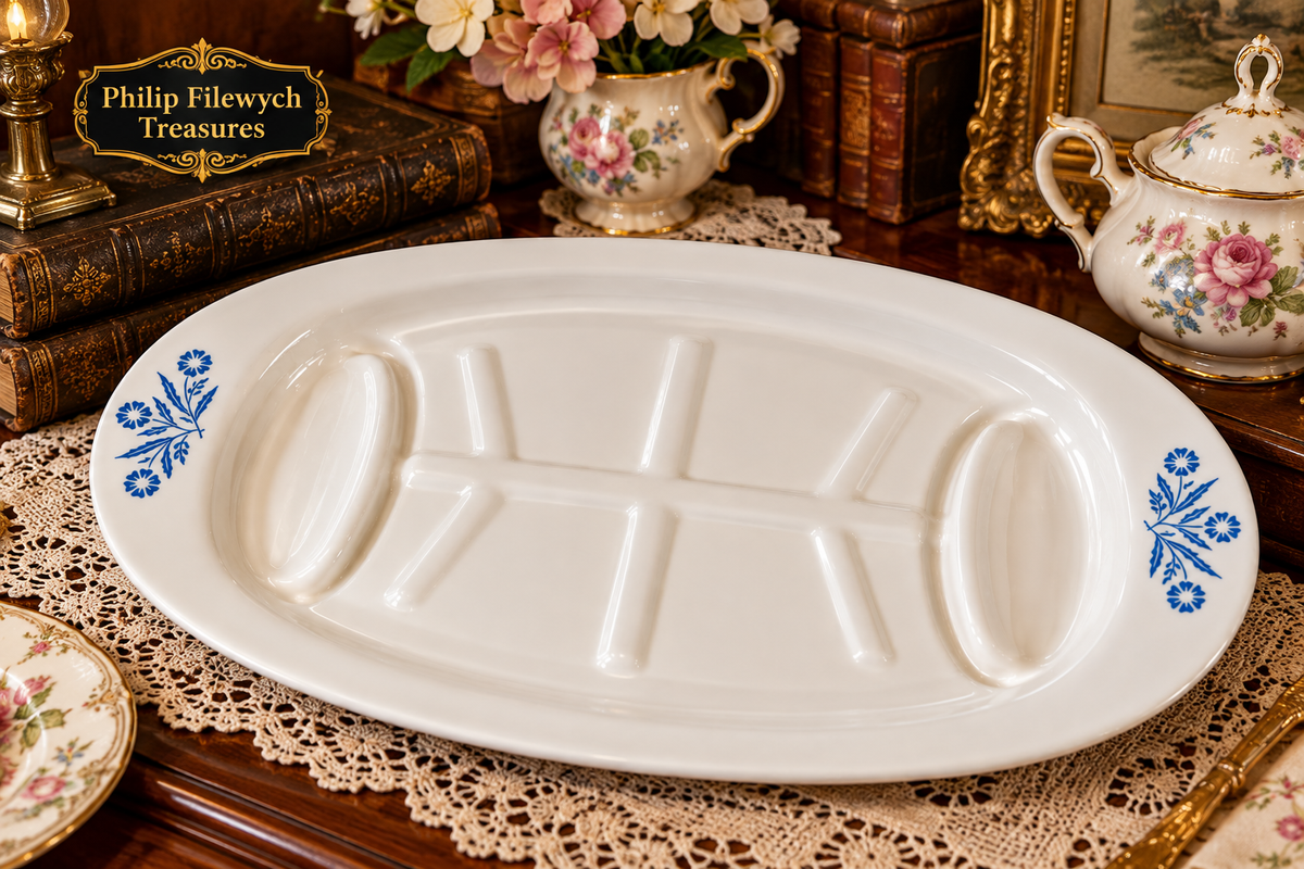 BDP-02 baking dish platter displayed in a vintage setting.