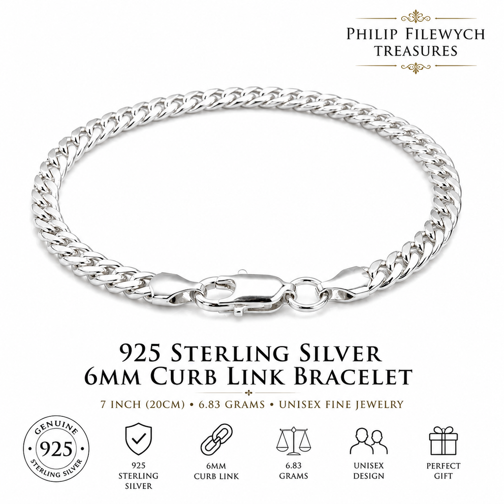 BR-04--925 Sterling Silver 5mm Flat Curb Chain Bracelet – 7 Inch