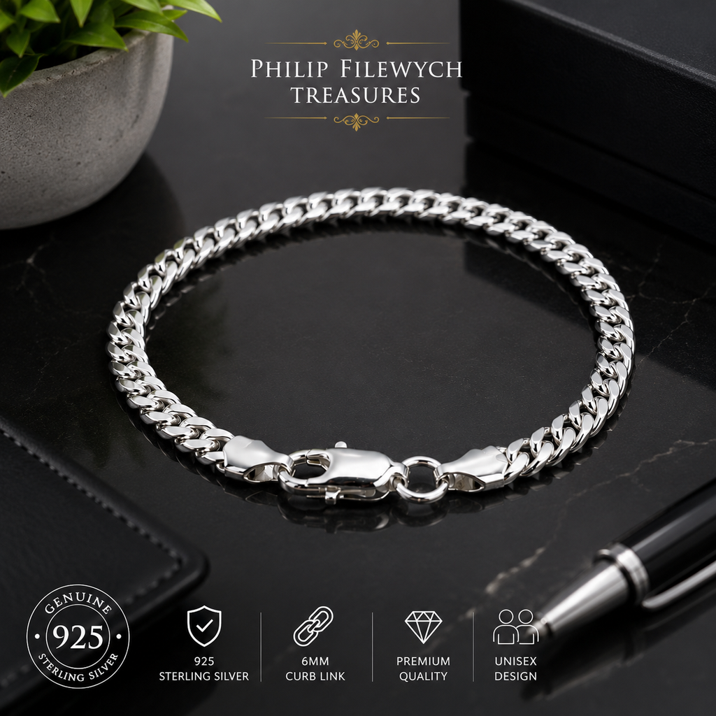 BR-04--925 Sterling Silver 5mm Flat Curb Chain Bracelet – 7 Inch