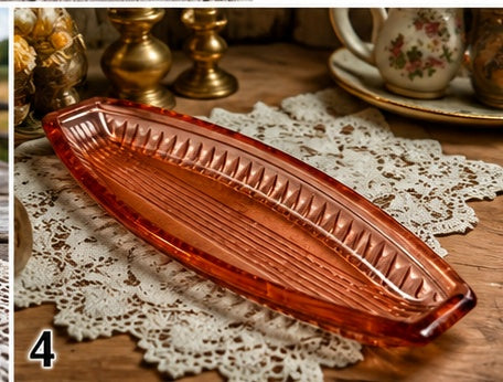 CD-25--Vintage Imperial Glass Ruby Red Oval Celery Dish 11" Pressed Glass Serving Dish