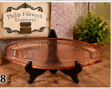 CD-25--Vintage Imperial Glass Ruby Red Oval Celery Dish 11" Pressed Glass Serving Dish