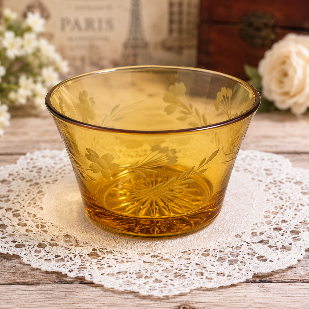 CD-60--Pink Glass Serving Bowl – Small Vintage Dessert Fruit Bowl – 4 Inch Collectible Glassware