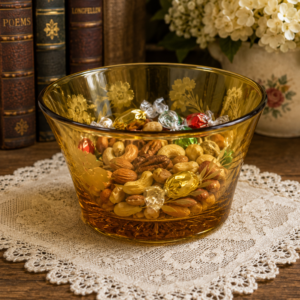 CD-60--Pink Glass Serving Bowl – Small Vintage Dessert Fruit Bowl – 4 Inch Collectible Glassware