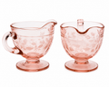 CS-70--Vintage Pink Depression Glass Cream & Sugar Set – Etched Wheat Pattern