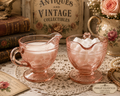 Title VFG-10--Vintage Pink Footed Pressed Glass Tumblers – Set of 4