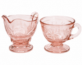 CS-14--Vintage Pink Depression Glass Cream & Sugar Set – Collectible Pink Glass Serving Set