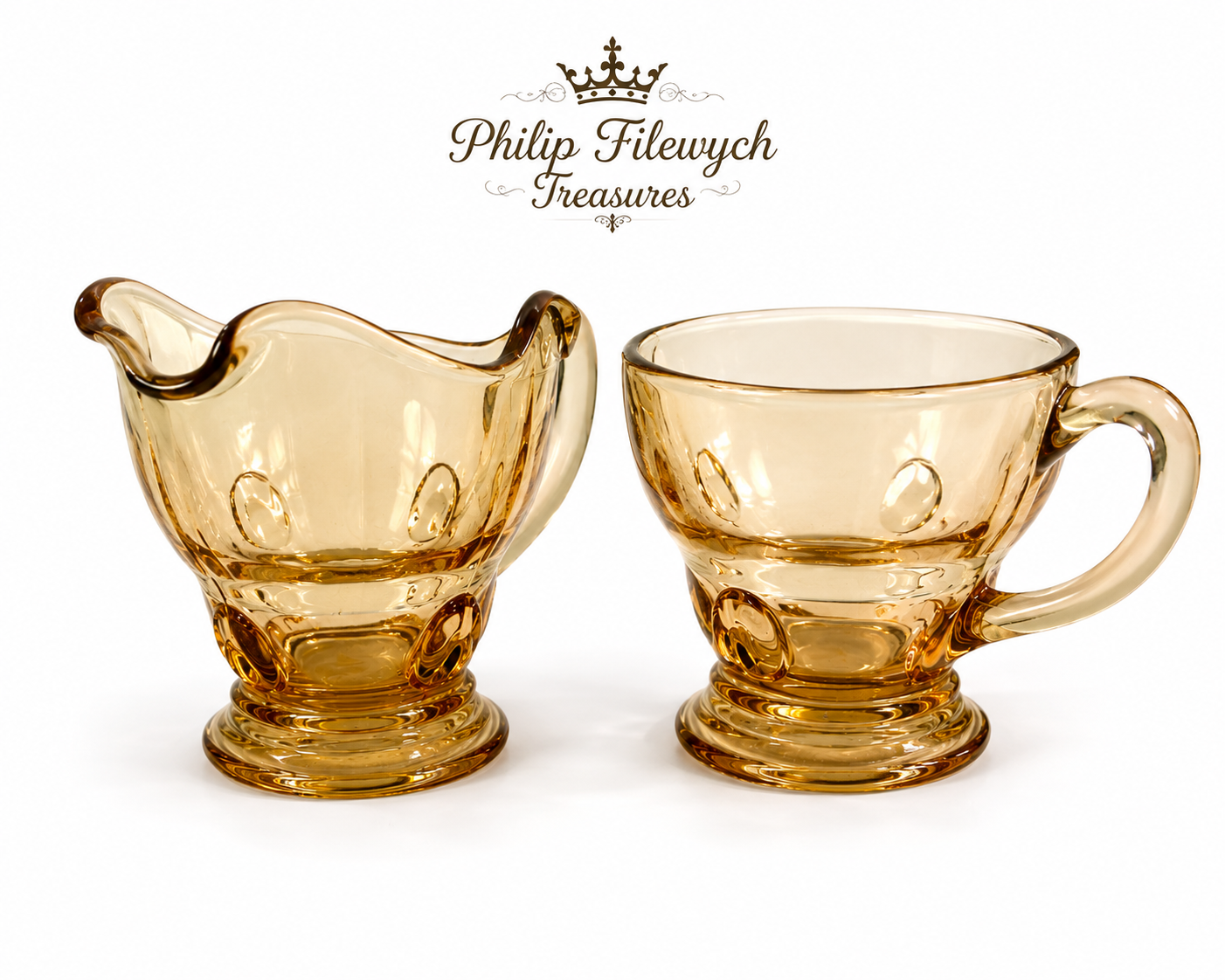CA-76--Vintage Pink Pressed Glass Creamer & Sugar Set – Mid-Century Pedestal Glassware