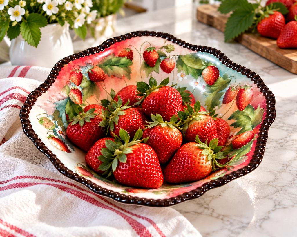 DDB-10 antique Limoges strawberry bowl presented as an elegant gift.