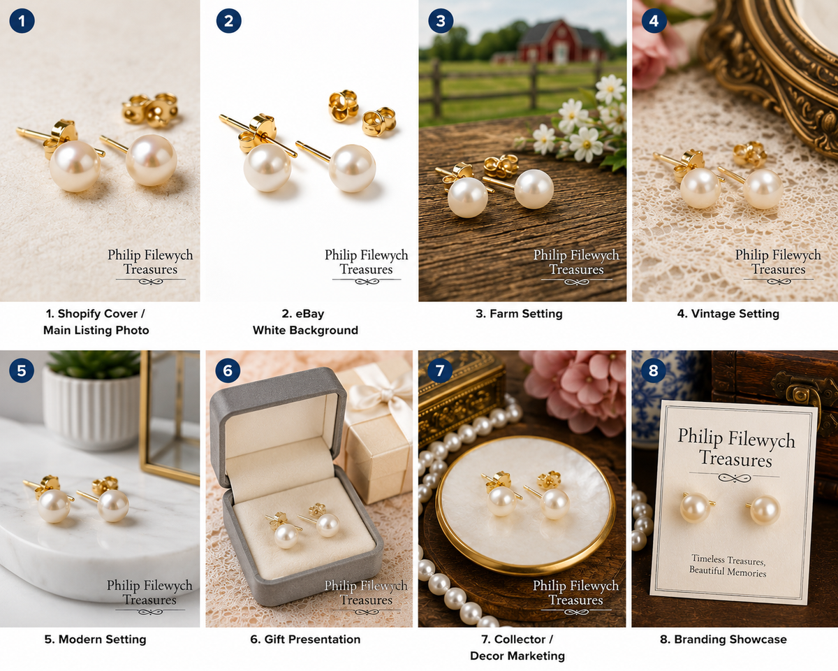 EA-23G--Natural Freshwater Pearl Stud Earrings 5.5mm High Luster Gold-Tone