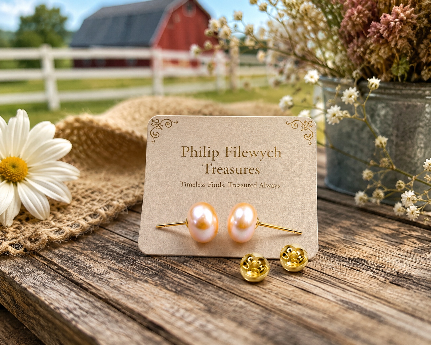 ES-18--Dainashi Pink Freshwater Pearl Stud Earrings 8–9mm AAAA High Luster 925 Sterling Silver Gold Plated