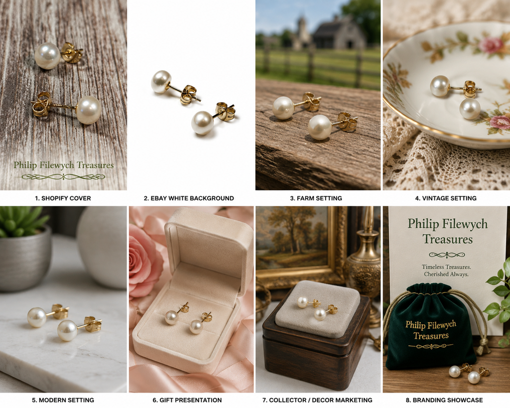 EA-21--5mm Natural White Freshwater Pearl Stud Earrings Gold-Tone Classic Women's Jewelry