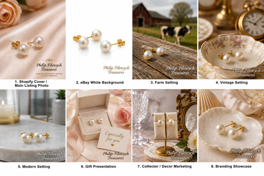 EA-22--Natural Freshwater Pearl Stud Earrings 6–7mm White Pearls Gold Color