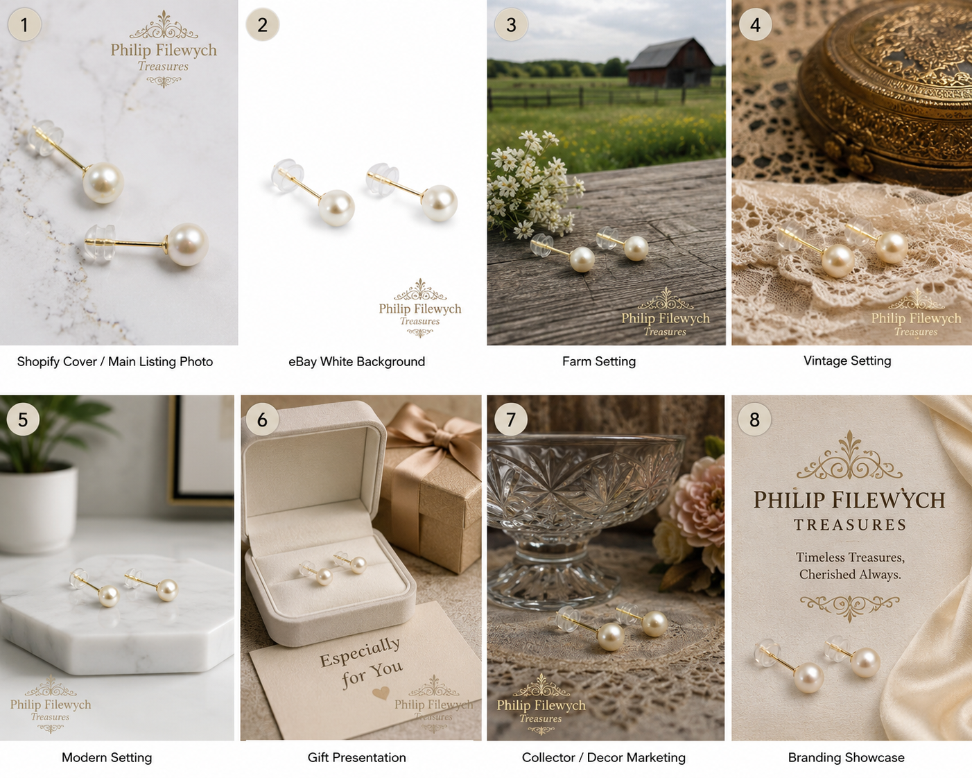 EA-23--Natural Freshwater Pearl Stud Earrings 5.5mm Gold-Color Stems & Clasps