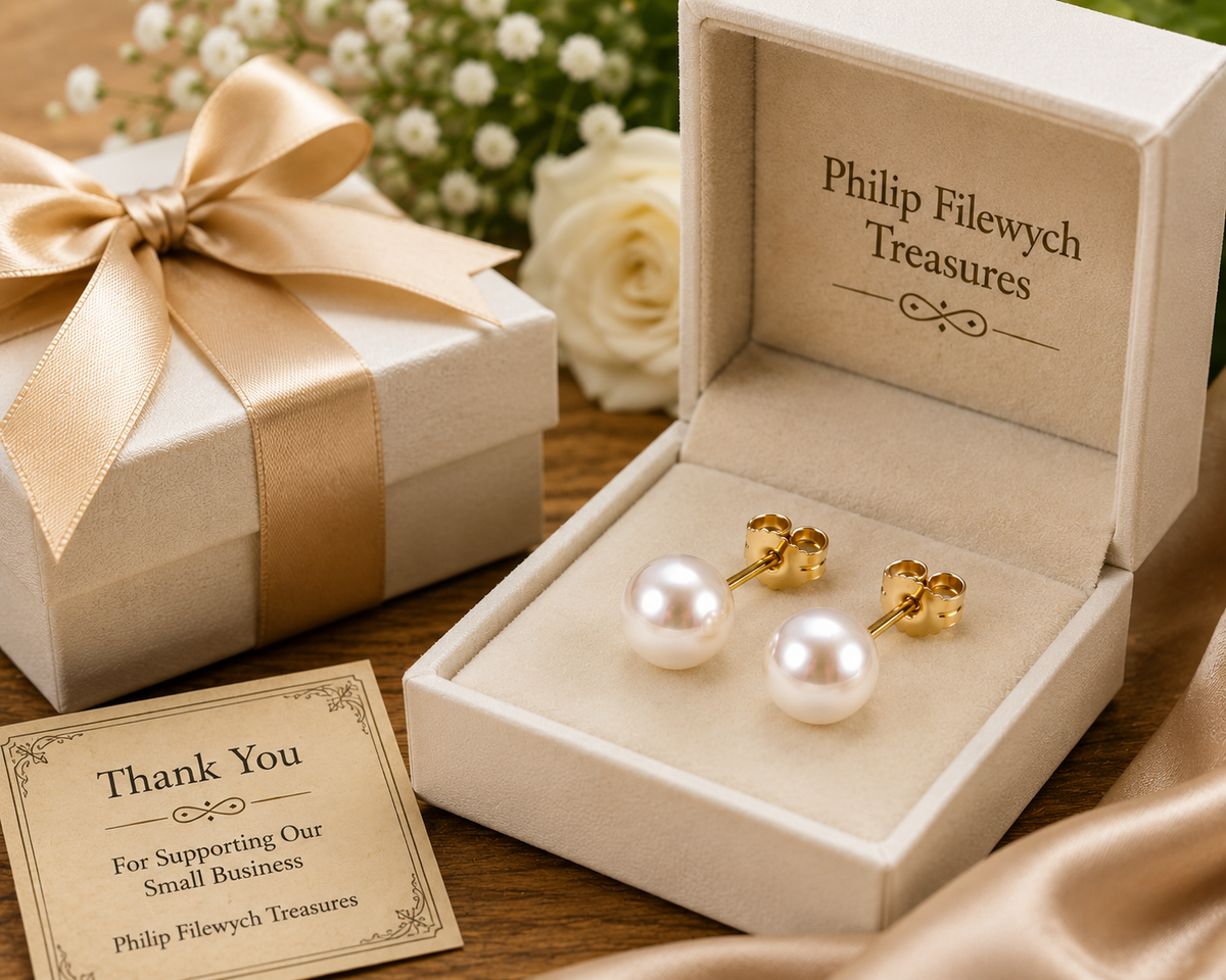 EA-23G--Natural Freshwater Pearl Stud Earrings 5.5mm High Luster Gold-Tone