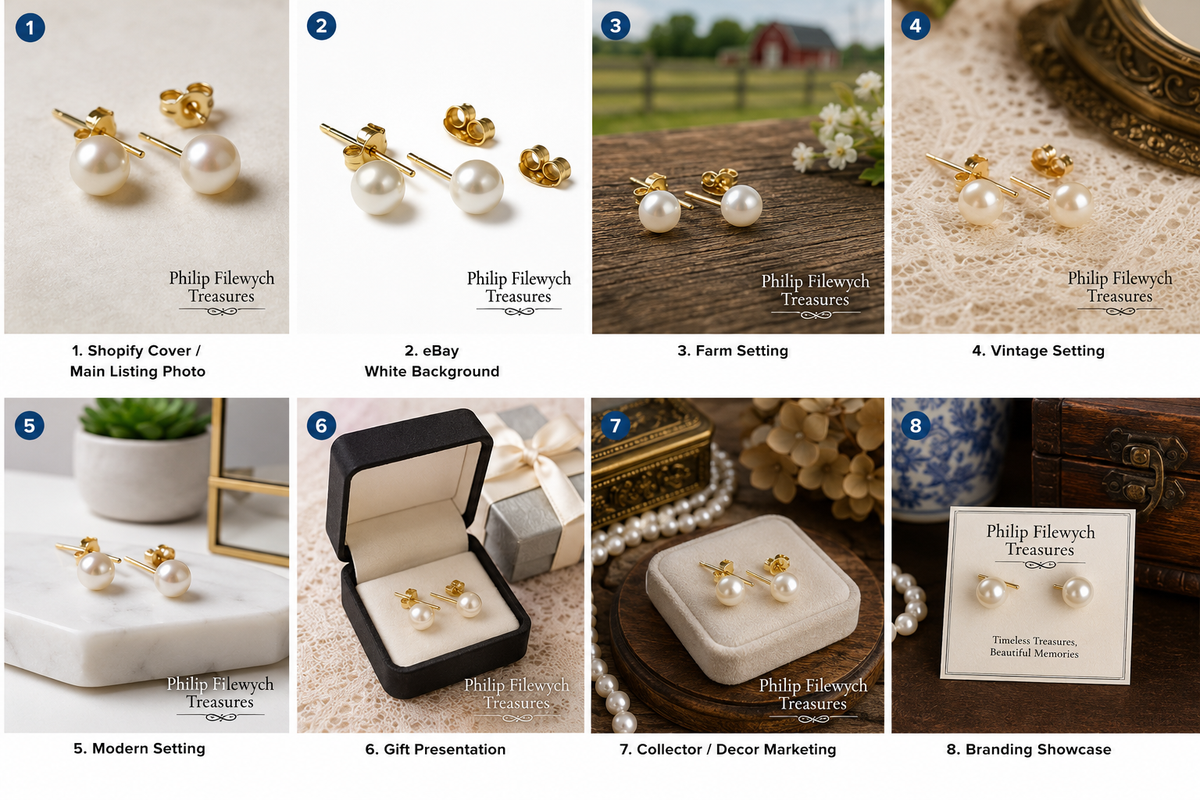 EA-23G--Natural Freshwater Pearl Stud Earrings 5.5mm High Luster Gold-Tone