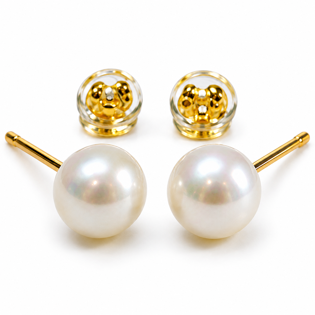 EA-26--Natural Freshwater Pearl Stud Earrings 7–8mm AAAA High Luster White Gold Tone