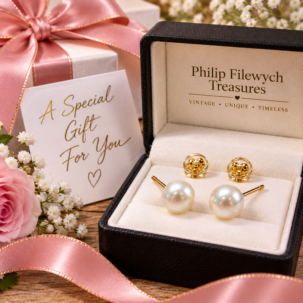EA-26--Natural Freshwater Pearl Stud Earrings 7–8mm AAAA High Luster White Gold Tone