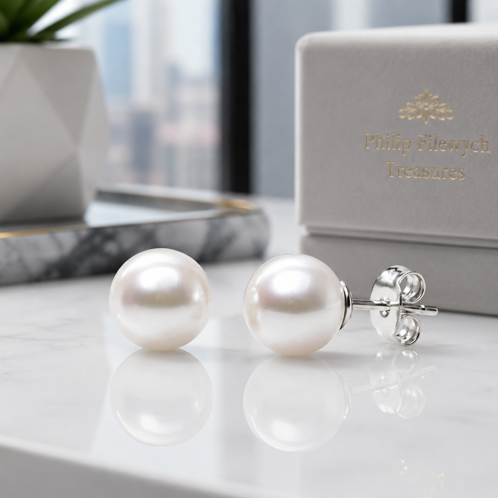 EA-17--Natural Akoya Pearl Stud Earrings 5–5.5mm AAA White High Luster Classic Earrings