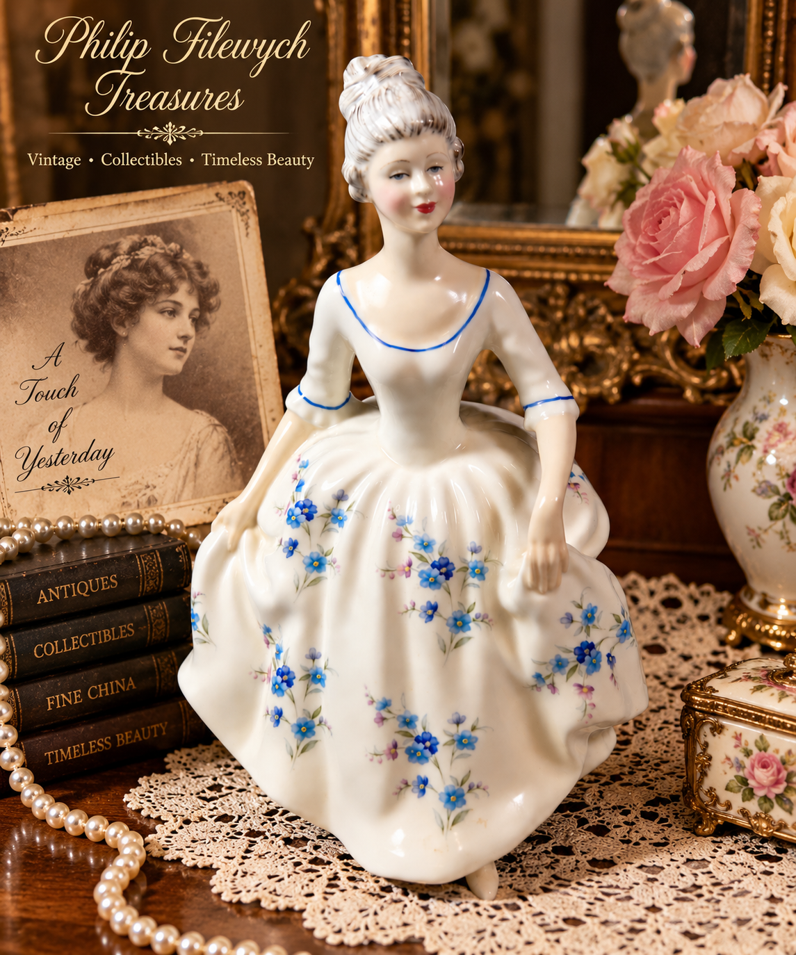FRD-05--Royal Doulton Caroline HN3170 Figurine Peggy Davies Hand Painted England 1988-1992