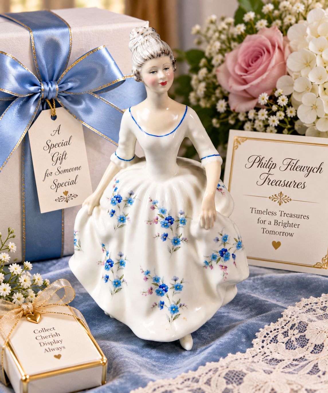 FRD-05--Royal Doulton Caroline HN3170 Figurine Peggy Davies Hand Painted England 1988-1992