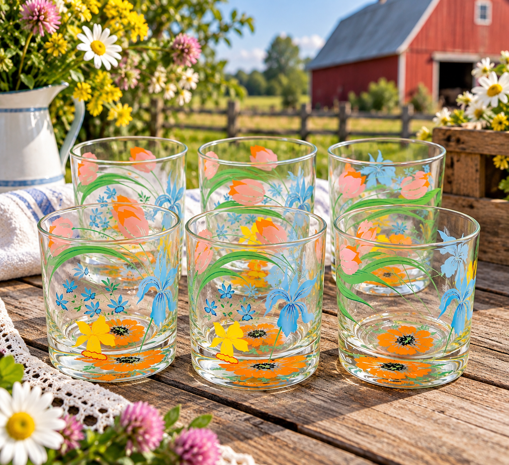 GJ-10 vintage glass collectible displayed in a rustic farm setting