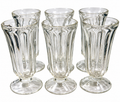 Vintage soda fountain glasses clear etched set of 6, Indiana Glass USA