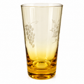 Vintage Libbey amber glass tumbler with etched grape and vine pattern, circa 1930