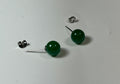EA-07--Vintage 18K Gold Green Jade Stud Earrings | Certified Gemstone Earrings | Round Cabochon Jewelry Gift
