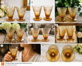 LCET-02--Vintage Amber Etched Footed Glasses – Set of 2