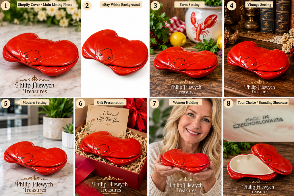 LOB-10 shown on a pure white background. Complete lobster dish and lid clearly visible. No props or distractions.