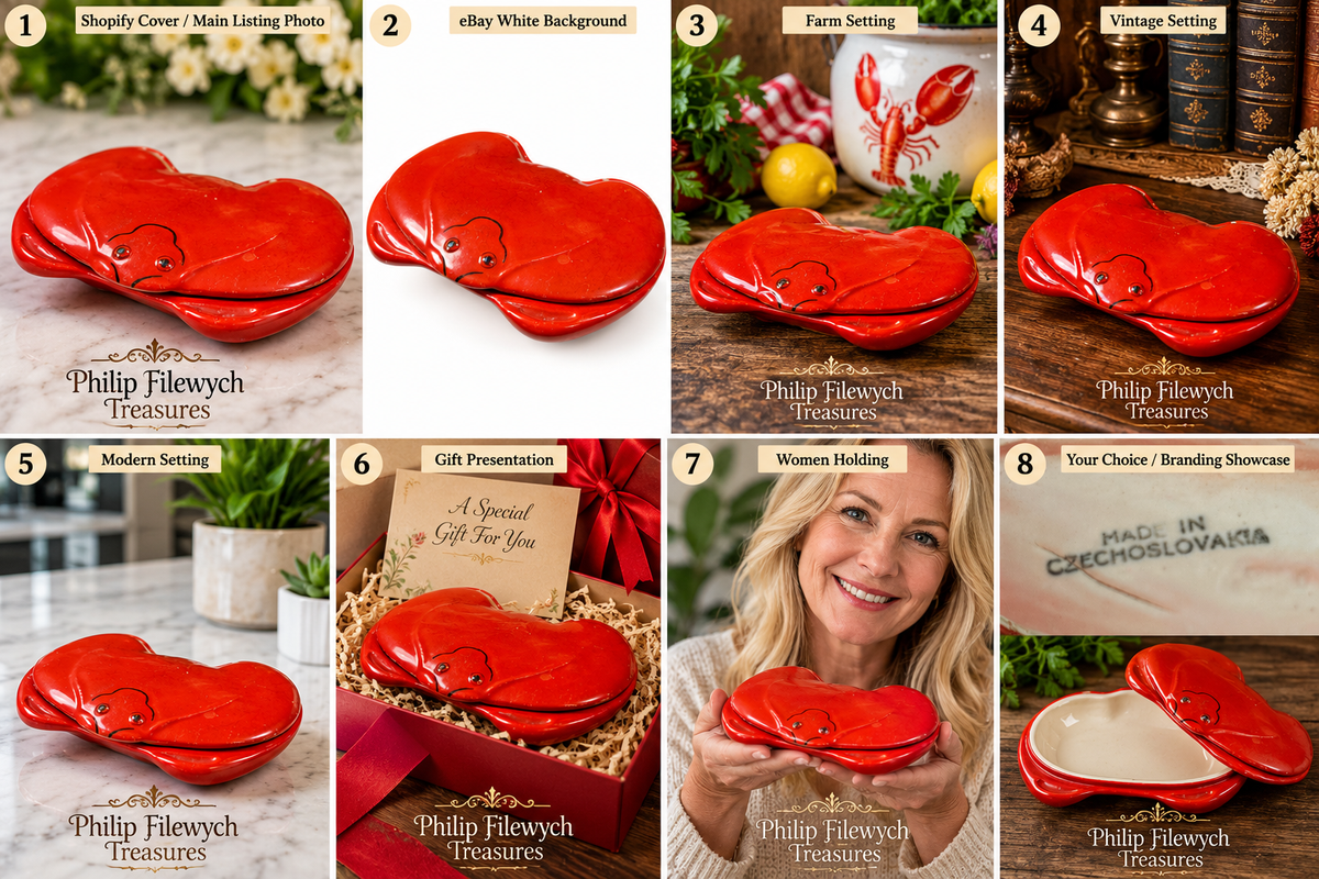 LOB-10 shown on a pure white background. Complete lobster dish and lid clearly visible. No props or distractions.