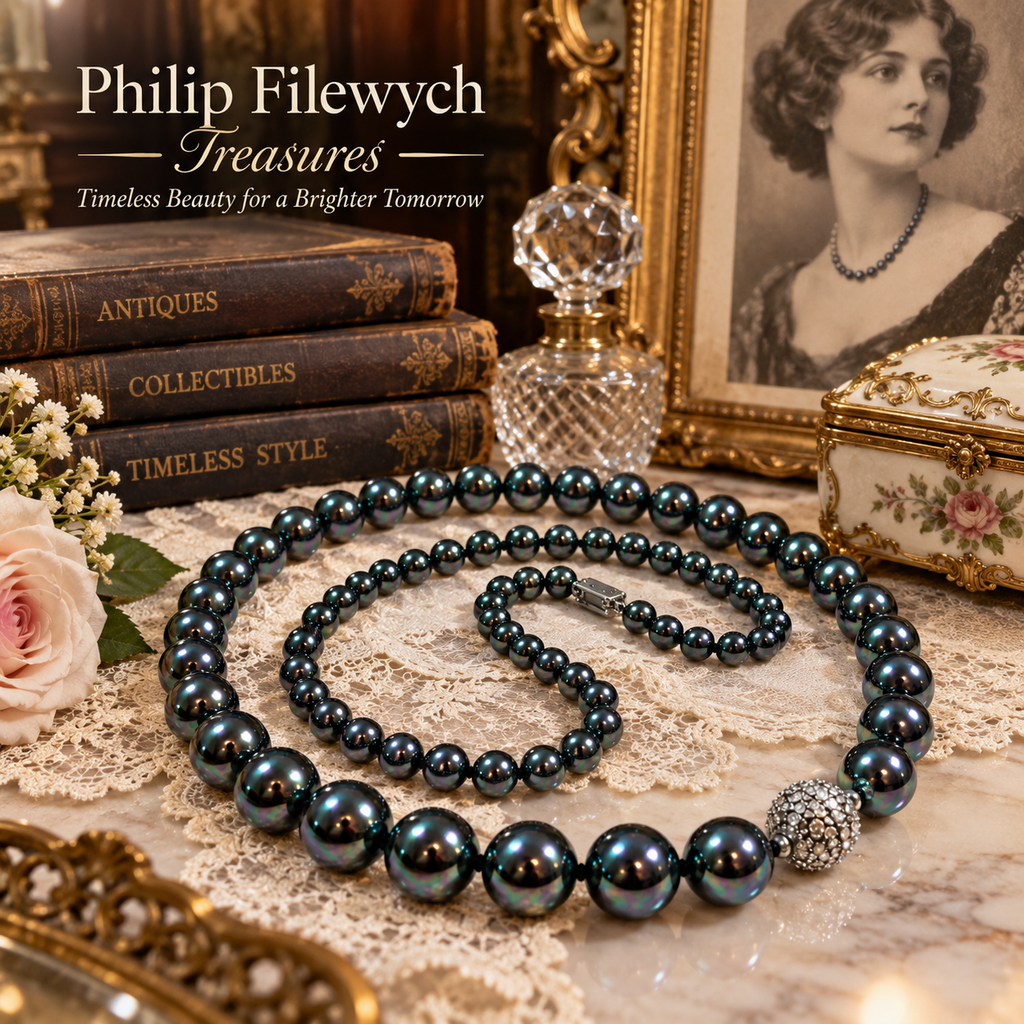 NC-12--Black South Sea Cultured Pearl Necklace Set 10–8mm AAA 16" 70g