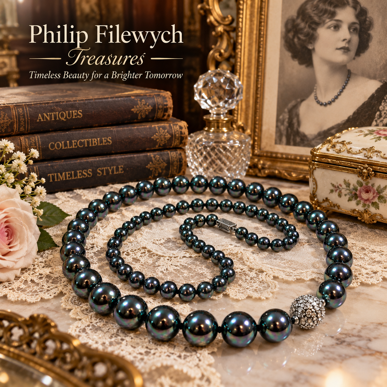 NC-12--Black South Sea Cultured Pearl Necklace Set 10–8mm AAA 16" 70g