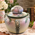 Nippon-12--Antique 1911–1921 Hand Painted Nippon Morimura Moriage 3-Handled Porcelain Tobacco Humidor
