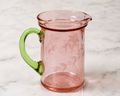 PJ-50--Vintage Jeannette Pink Depression Glass Creamer with Uranium Green Handle