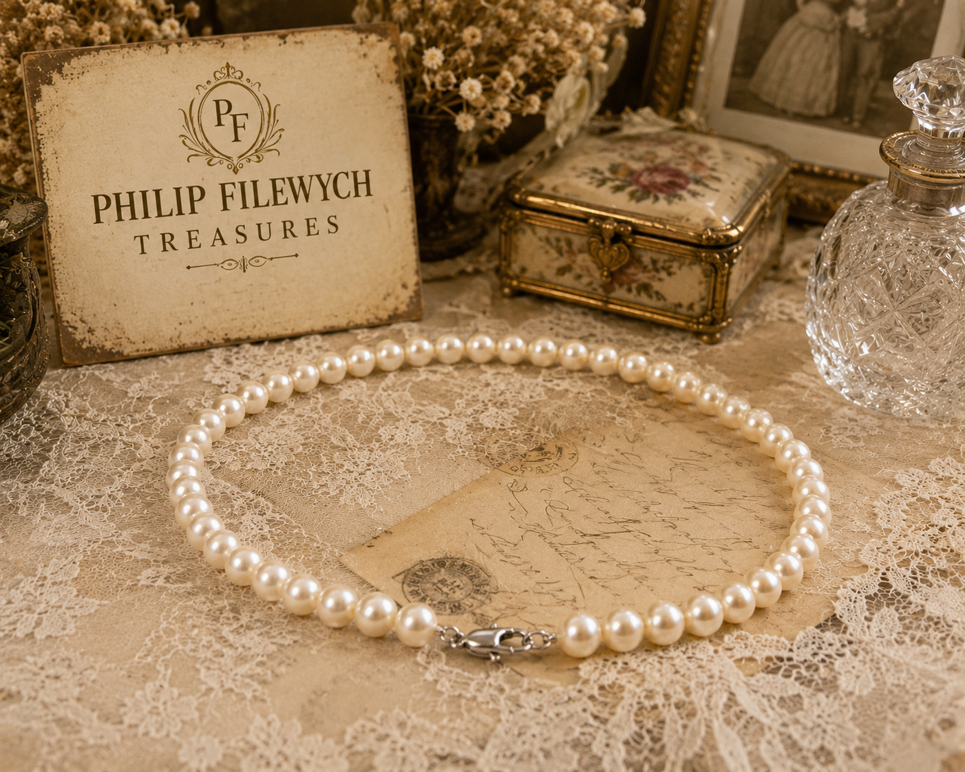 Pearl-09--Natural Freshwater Pearl Necklace 5.5mm AAAA White Pearls 18" Sterling Silver Clasp