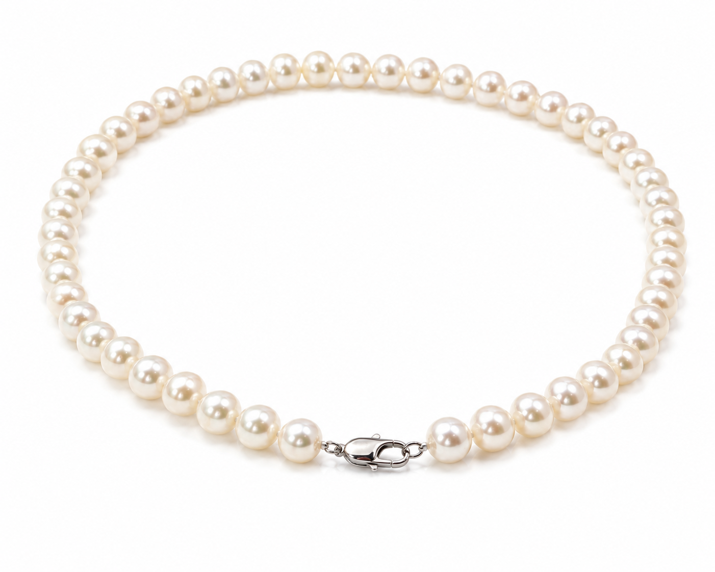 Pearl-09--Natural Freshwater Pearl Necklace 5.5mm AAAA White Pearls 18" Sterling Silver Clasp