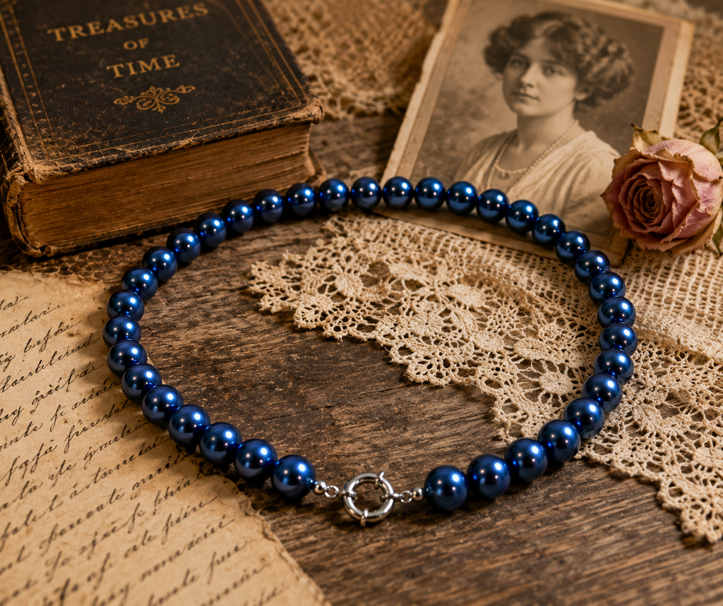 Pearl-30--Blue 10mm Akoya Cultured Shell Pearl Choker Necklace 45cm Women's Fashion Jewelry Gift