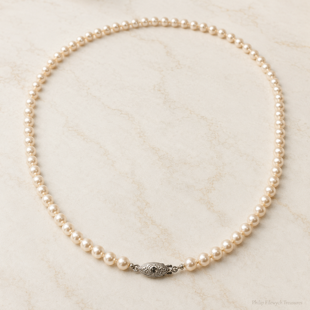 Pearl-05--Pink Freshwater Cultured Pearl Necklace – 5mm Pearls – 24 Inch