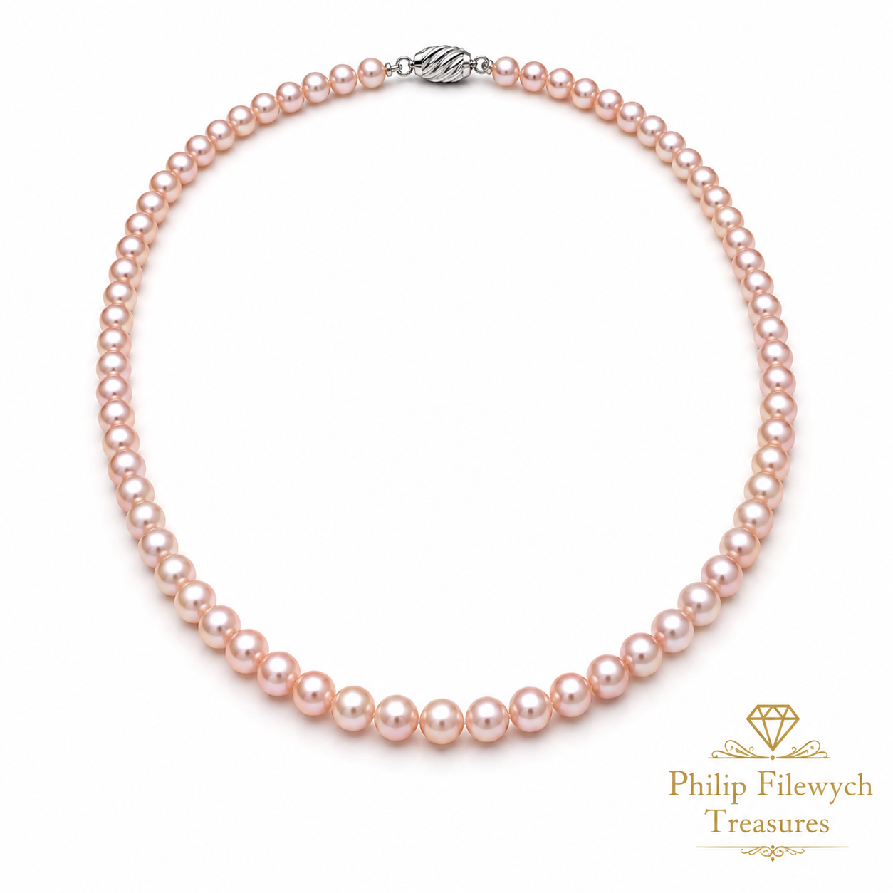 Pearl-05--Pink Freshwater Cultured Pearl Necklace – 5mm Pearls – 24 Inch
