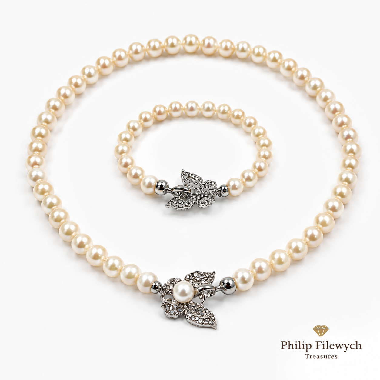 Pearl-17--Akoya Pearl Necklace 9–10mm AAAA Quality 16" Genuine Pearls 46g with Certificate