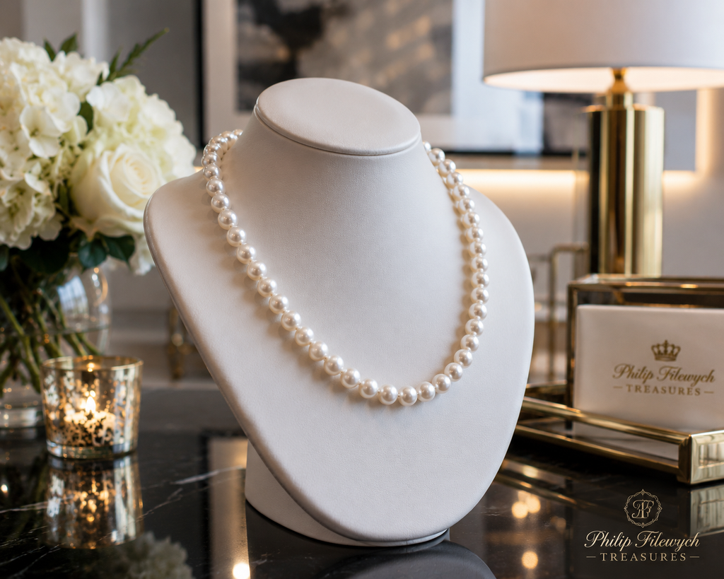Pearl-17--Akoya Pearl Necklace 9–10mm AAAA Quality 16" Genuine Pearls 46g with Certificate