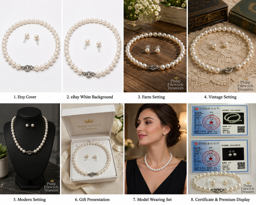Pearl-20--Natural Freshwater Pearl Necklace 18in 6–7mm AAAA Classic White Pearl Jewelry Gift