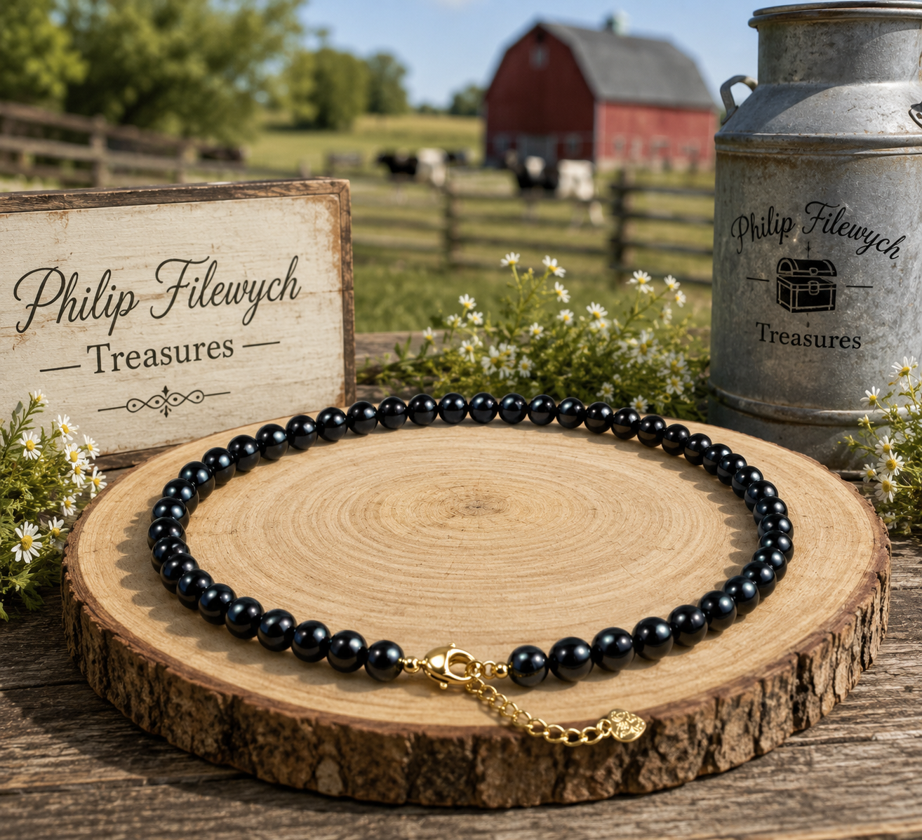 Pearl-23--Natural Black Freshwater Pearl Choker Necklace | AA Grade | 5–6mm Genuine Pearls