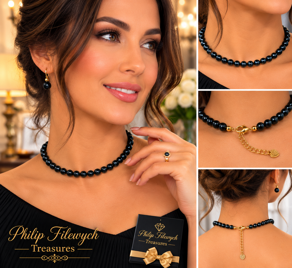 Pearl-23--Natural Black Freshwater Pearl Choker Necklace | AA Grade | 5–6mm Genuine Pearls