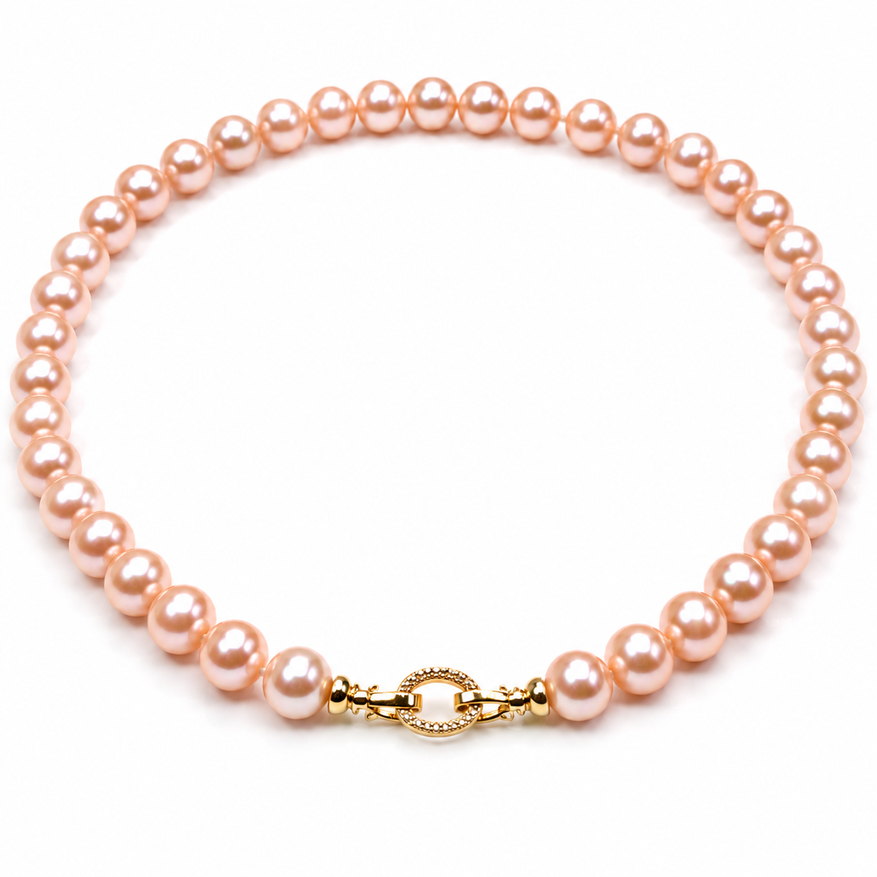 Pearl-23--AAAA Pink Freshwater Pearl Necklace • 925 Sterling Silver • 18"