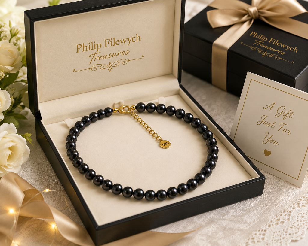 Pearl-24--AA Black Freshwater Pearl Necklace – 8–9mm Pearls – 42cm – 925 Stamped Clasp