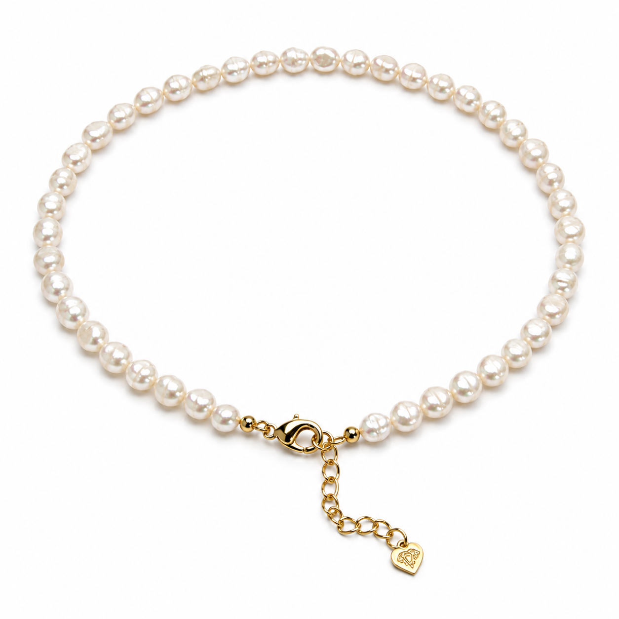 Pearl-25--AA Freshwater White Baroque Pearl Choker Necklace 34cm | High Luster | CNAS Certified
