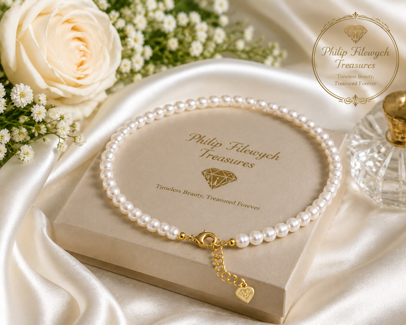 Pearl-25--AA Freshwater White Baroque Pearl Choker Necklace 34cm | High Luster | CNAS Certified